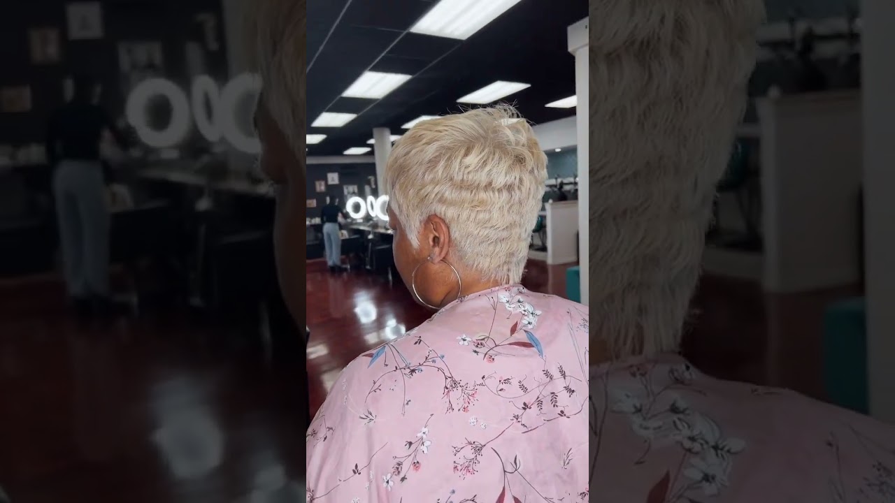 Platinum Pixie @iwantsante #blowout #beauty #blogger #tutorial #pixie #blonde