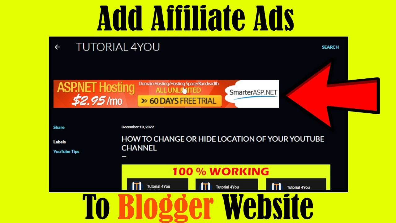 How to Add Affiliate Ads on Your Blogger Website | Tutorial 4You | Latest 2023