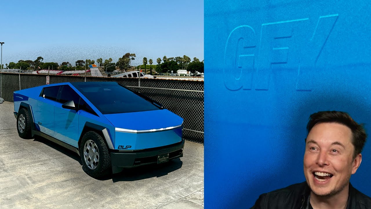 The "GFY" Edition CYBERTRUCK Wrapped in Lapis Lazuli (Blue) Colored PPF by Flexishield