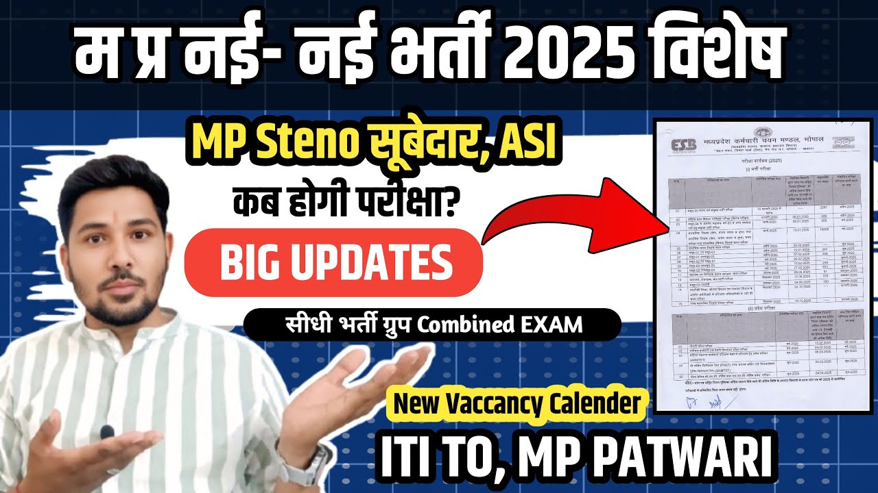 MP STENO SI SUBEDAR | ASI HINDI TYPING | MPESB NEW VACCANCY CALENDER | MP POLICE EXAM PATWARI |