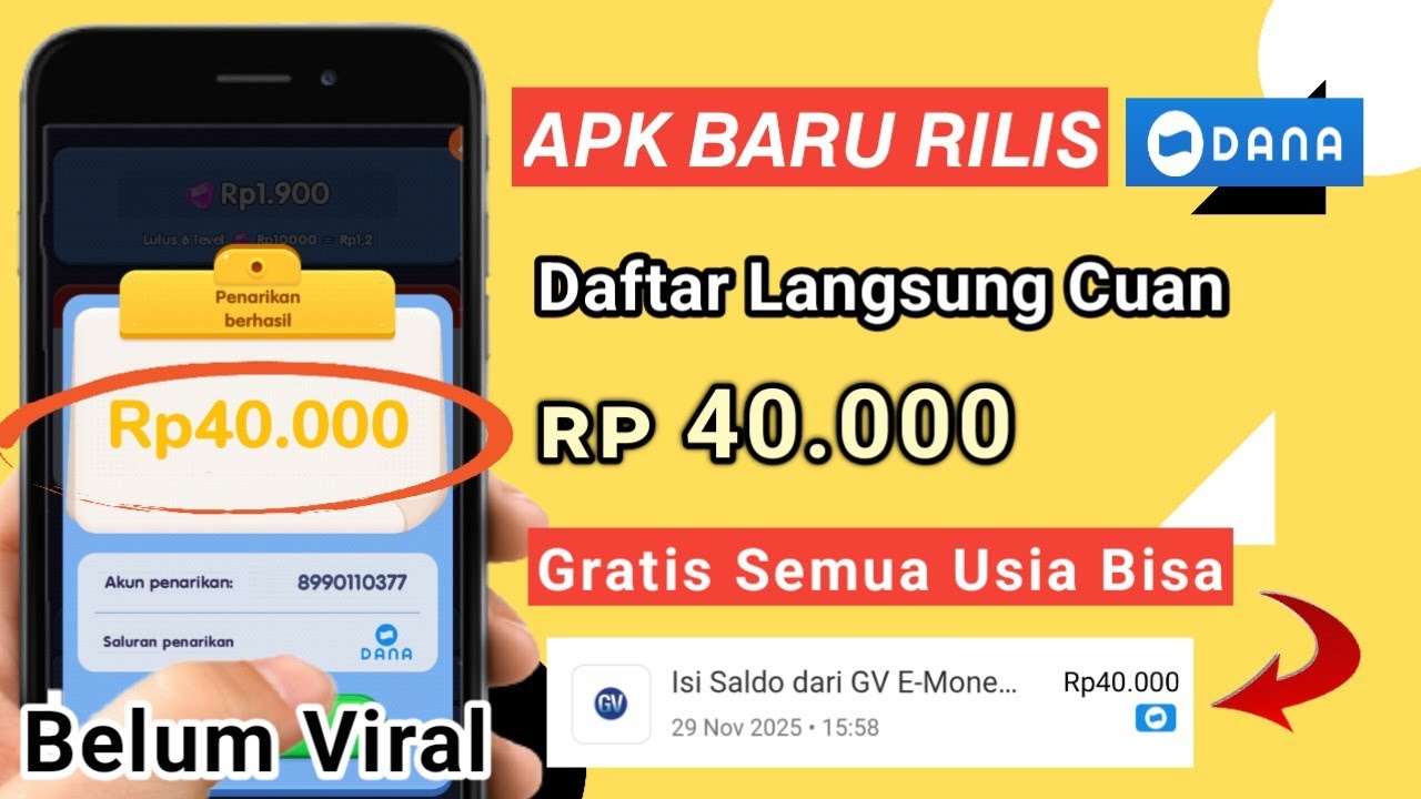 BELUM VIRAL !! Aplikasi Penghasil Uang 2025, Aplikasi Penghasil Saldo Dana Tercepat 2025