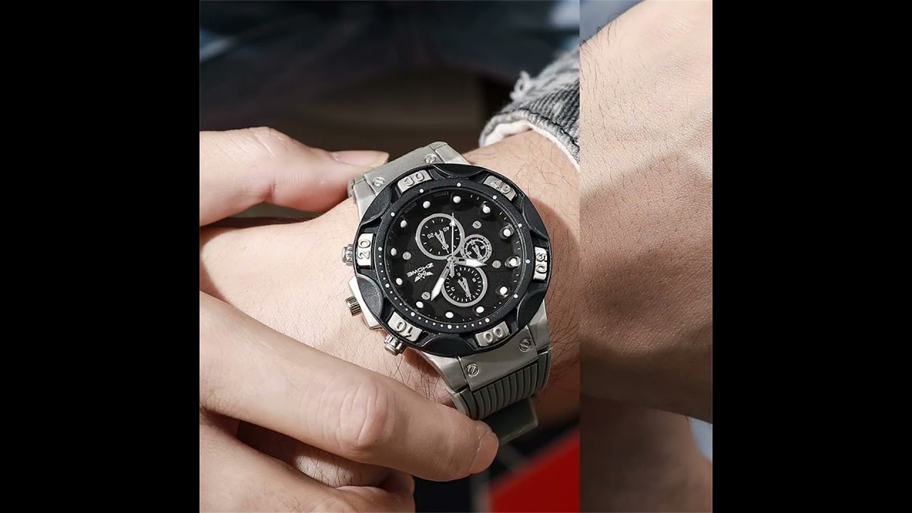 Men's Sports Watches Fashionable 2025 New Triple Bezel Design Quartz Watch Brown Silicone Military